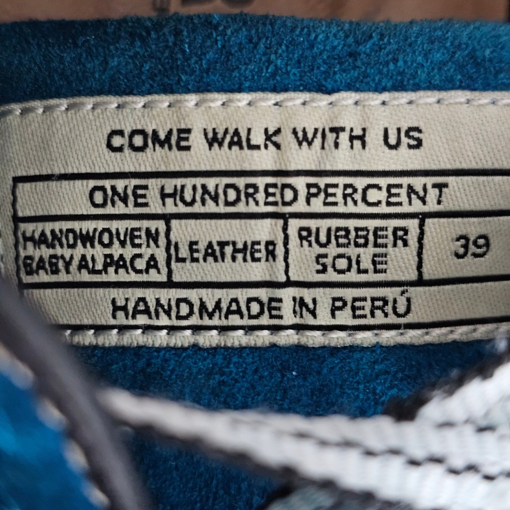 Passeri Handmade Peru Baby Alpaca Sneakers EU 39 Womens‎ 8.5 Woven Boho Fesitval - Picture 9 of 9